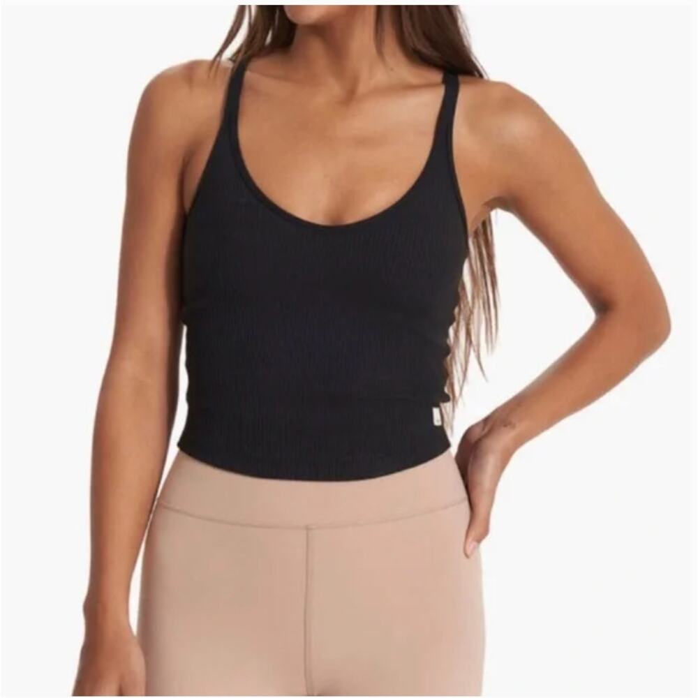 Vuori Rib Crop Top in Black Size Small